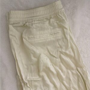 Cream Elastic Silk Waist Pants